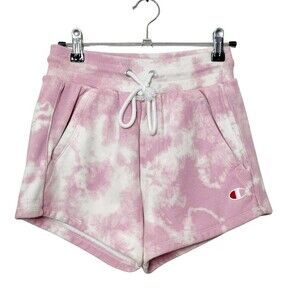 Champion Tie-Dye Reverse Weave Shorts Women’s Size XS Pink White High Rise UO